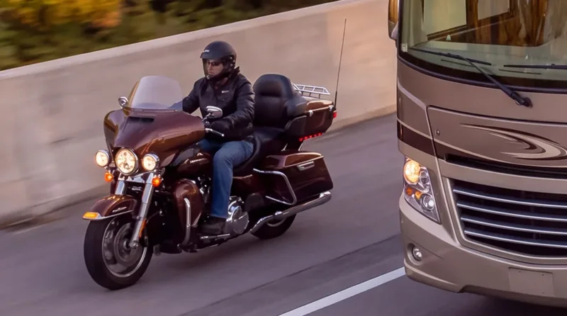 A motorcycle rider on the highway